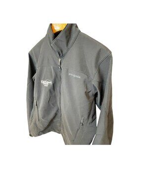 Patagonia Medium Black Softshell Full-Zip Jacket Embroidered Logos Durable